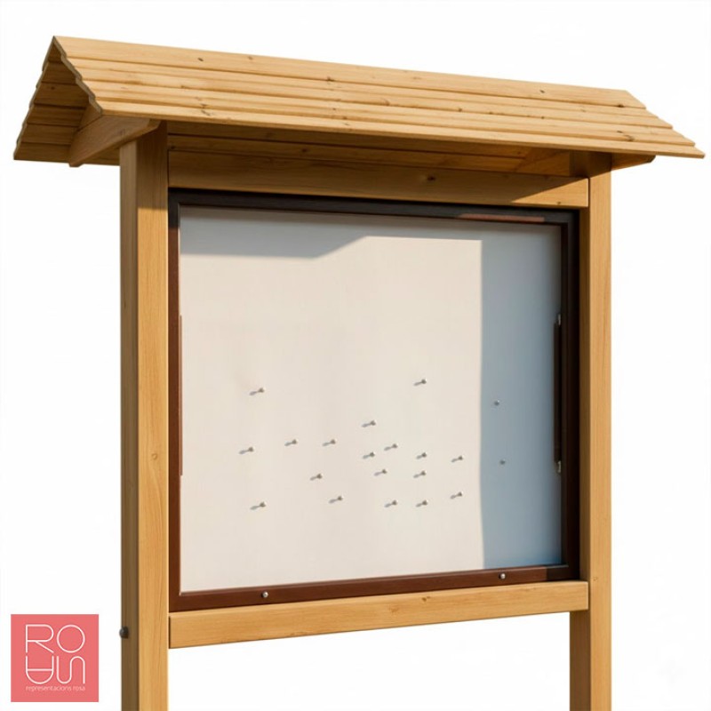 Cartellera de fusta amb vitrina